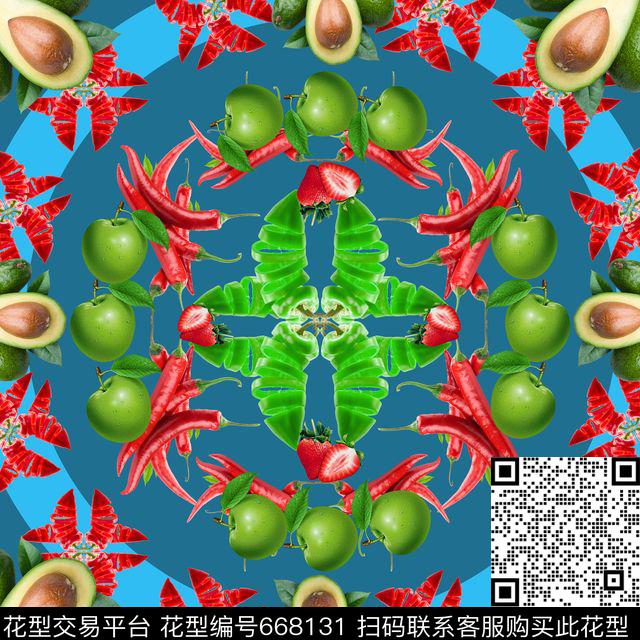 趣味图案果蔬写实辣椒数码印花华亿平台下载（图片编号: 668131） - 瓦栏（Walan）