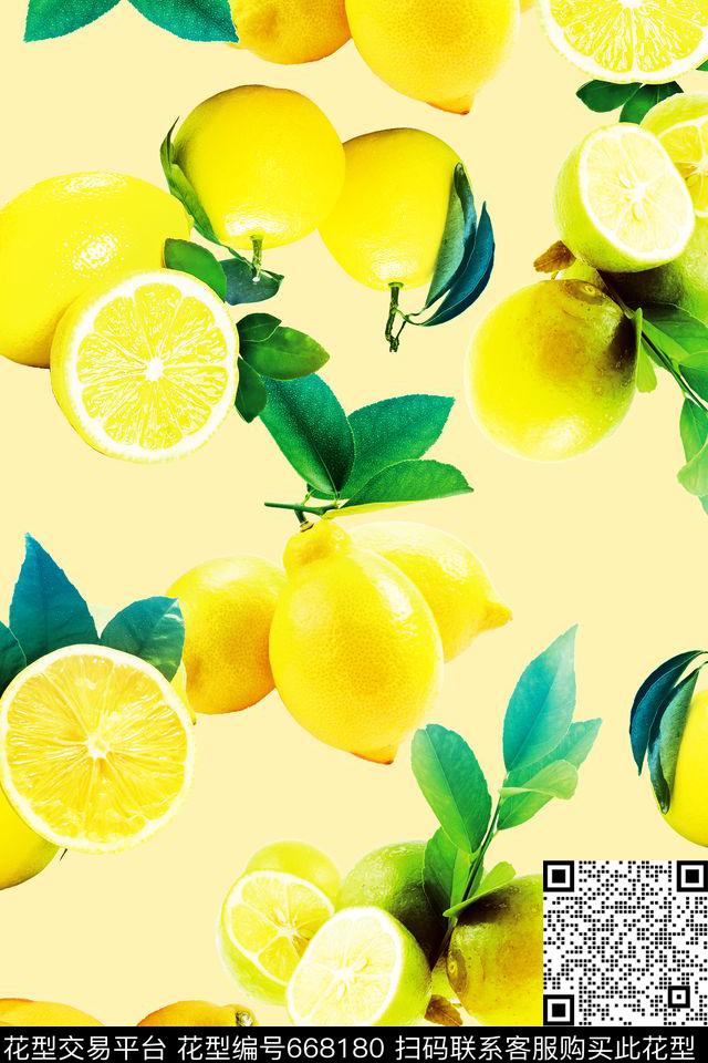 欧美柠檬热带数码印花华亿平台下载（图片编号: 668180） - 瓦栏（Walan）