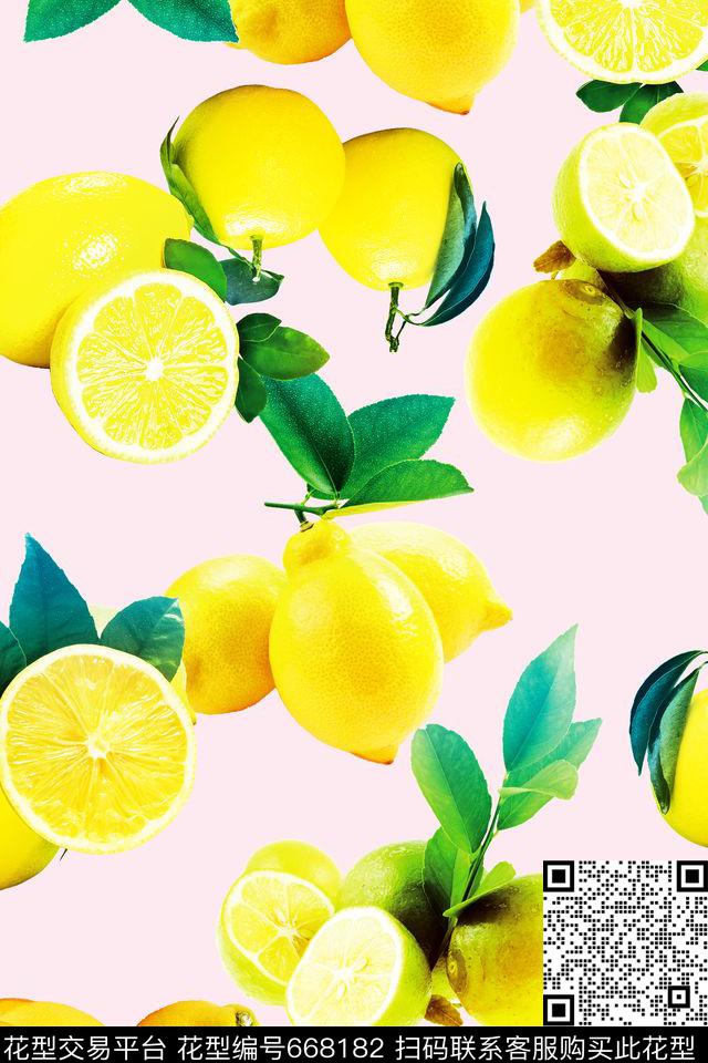 欧美柠檬热带数码印花华亿平台下载（图片编号: 668182） - 瓦栏（Walan）
