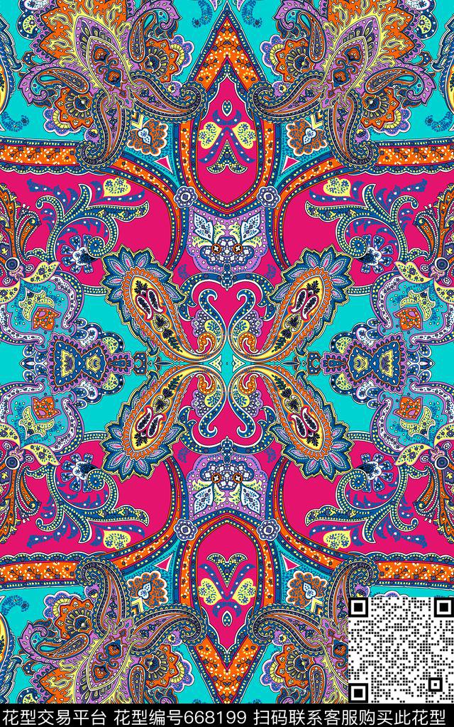 民族风情0分色区火腿花传统印花华亿平台下载（图片编号: 668199） - 瓦栏（Walan）