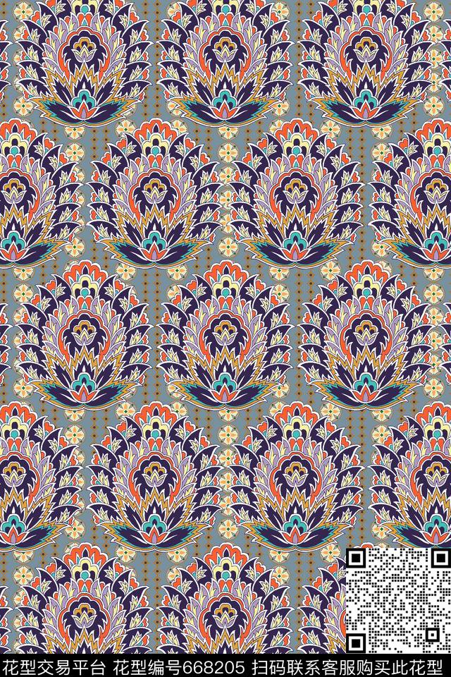 民族风伊斯兰花纹中东风格传统印花华亿平台下载（图片编号: 668205） - 瓦栏（Walan）