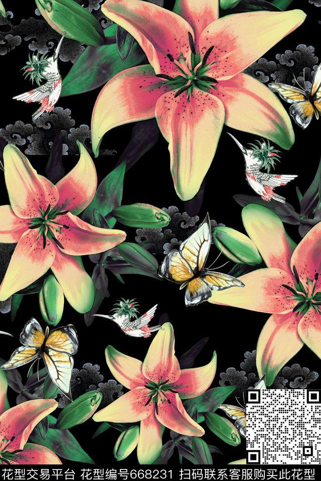 花卉花朵数码印花数码印花华亿平台下载（图片编号: 668231） - 瓦栏（Walan）