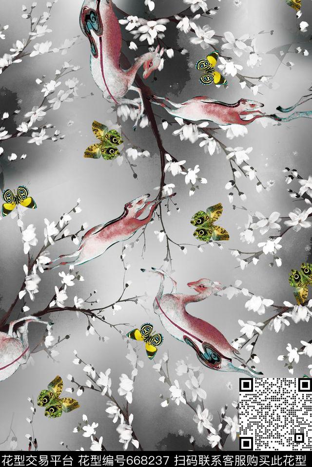 。蝴蝶数码印花华亿平台下载（图片编号: 668237） - 瓦栏（Walan）