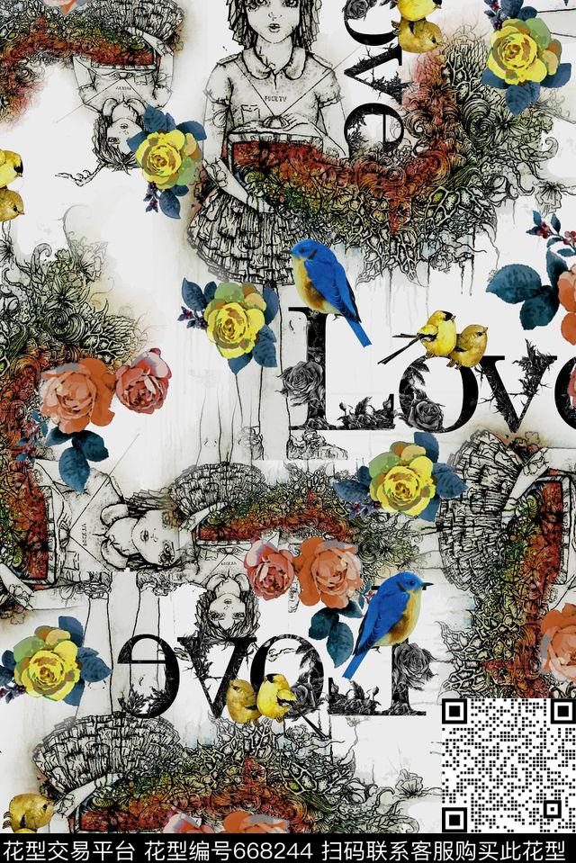欧式风格花卉数码印花数码印花华亿平台下载（图片编号: 668244） - 瓦栏（Walan）