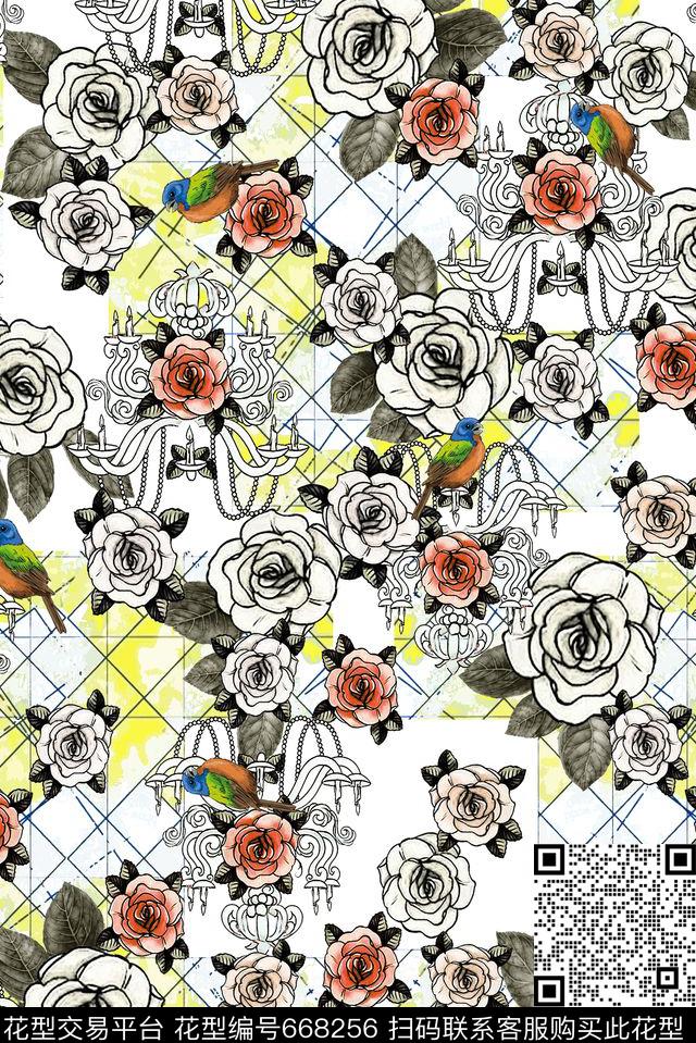 几何。蝴蝶数码印花华亿平台下载（图片编号: 668256） - 瓦栏（Walan）