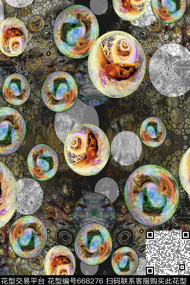 梦幻气泡神话人物欧式风格数码印花华亿平台下载（图片编号: 668276） - 瓦栏（Walan）