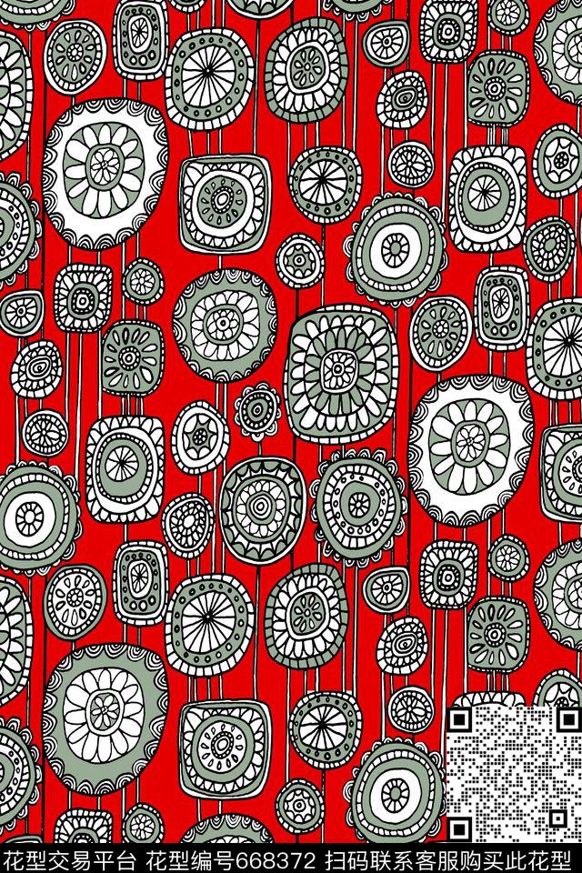 民族风圆形图腾男装传统印花华亿平台下载（图片编号: 668372） - 瓦栏（Walan）