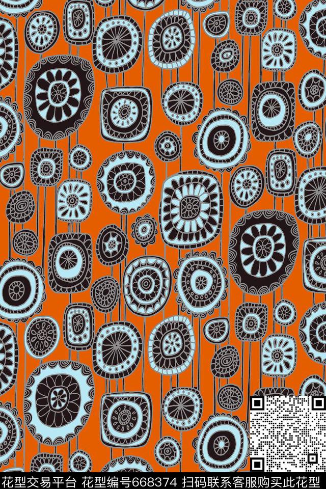 民族风圆形图腾男装传统印花华亿平台下载（图片编号: 668374） - 瓦栏（Walan）