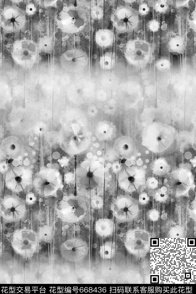 抽象花卉特俗笔法朦胧花数码印花华亿平台下载（图片编号: 668436） - 瓦栏（Walan）