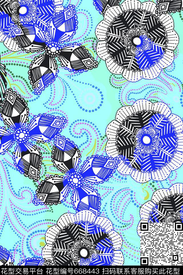 女装花卉波点传统印花华亿平台下载（图片编号: 668443） - 瓦栏（Walan）