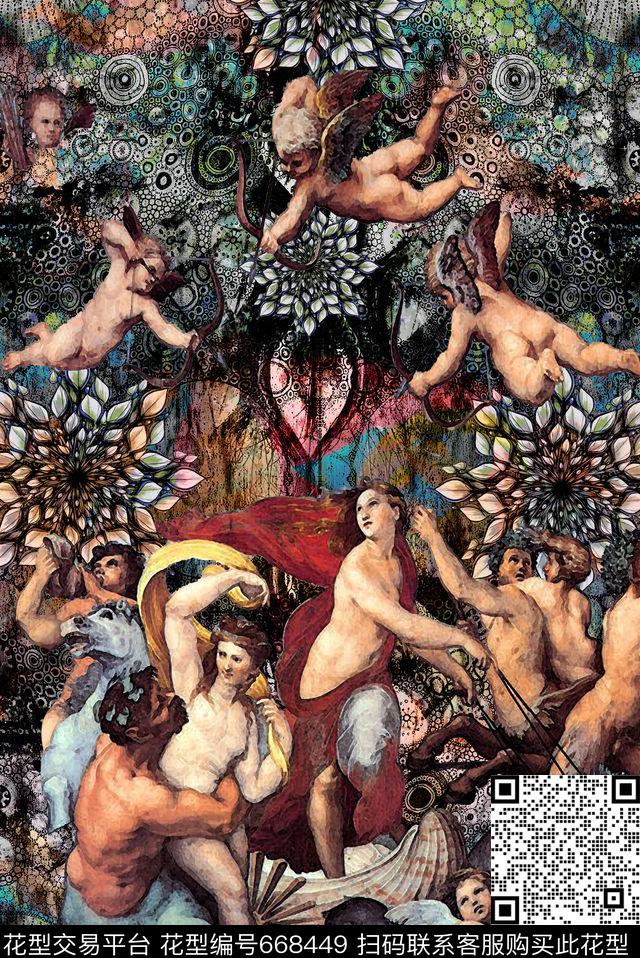 神话人物数码印花欧式风格数码印花华亿平台下载（图片编号: 668449） - 瓦栏（Walan）