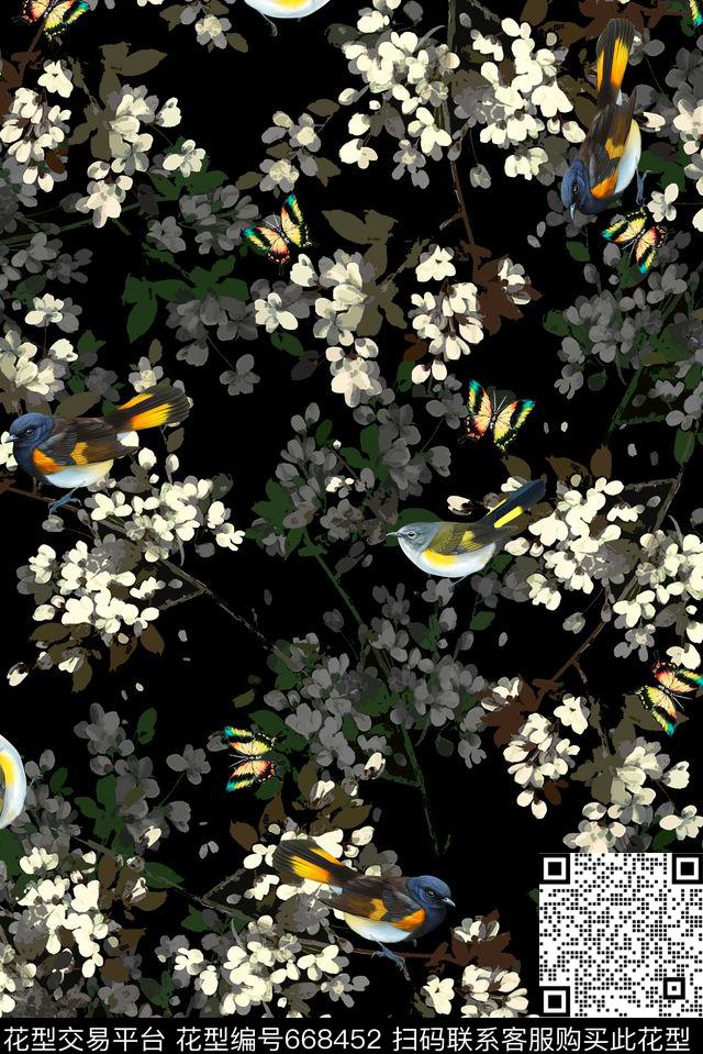 花卉水彩花卉数码印花数码印花华亿平台下载（图片编号: 668452） - 瓦栏（Walan）