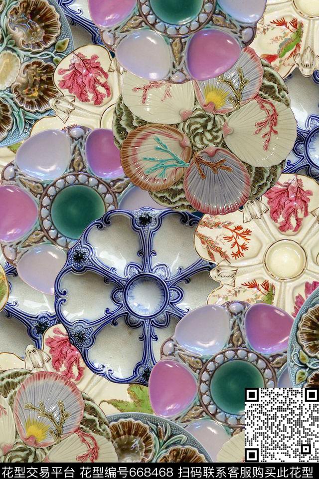 花卉瓷器民族数码印花华亿平台下载（图片编号: 668468） - 瓦栏（Walan）
