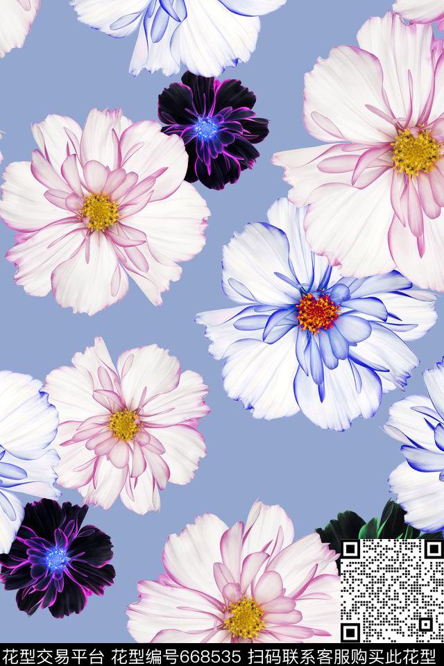 田园风花卉雏菊数码印花华亿平台下载（图片编号: 668535） - 瓦栏（Walan）