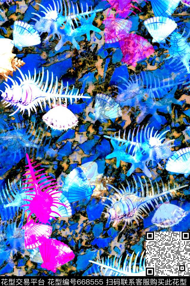 男装衬衣女装贝壳数码印花华亿平台下载（图片编号: 668555） - 瓦栏（Walan）