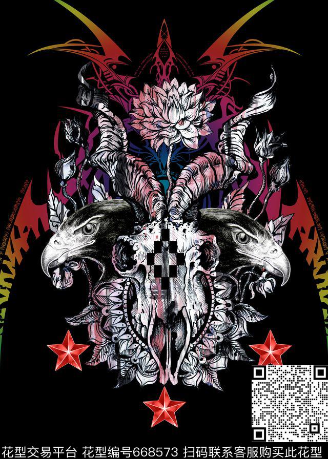 Fei-欧美风老鹰牛头数码印花华亿平台下载（图片编号: 668573） - 瓦栏（Walan）