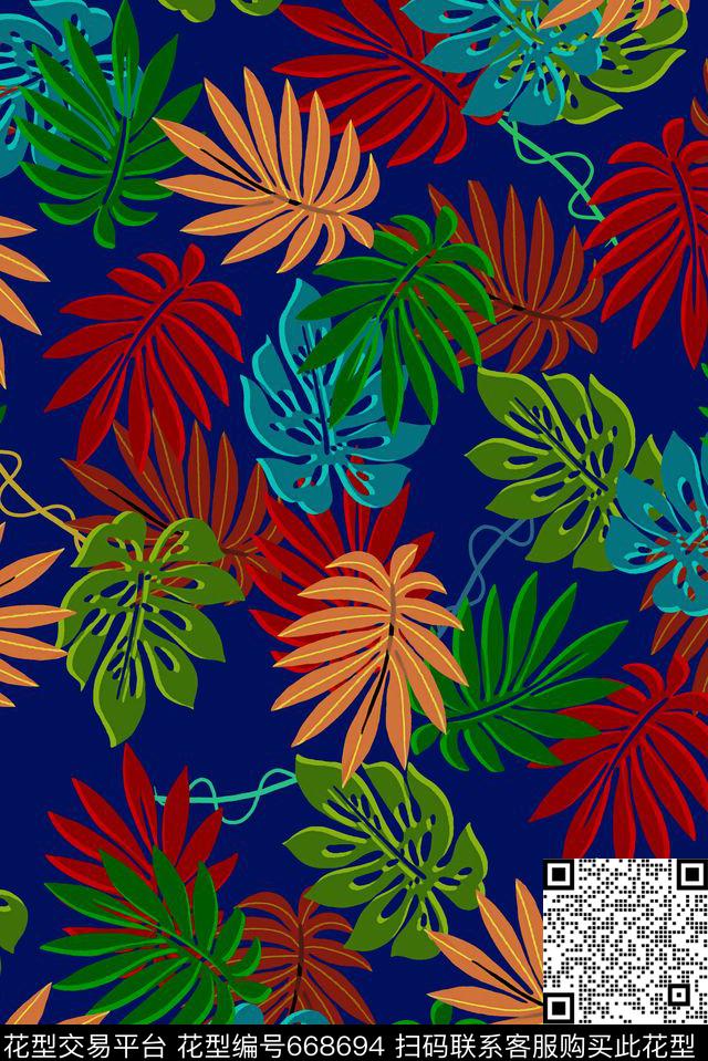 大气民族风棕榈叶热带传统印花华亿平台下载（图片编号: 668694） - 瓦栏（Walan）