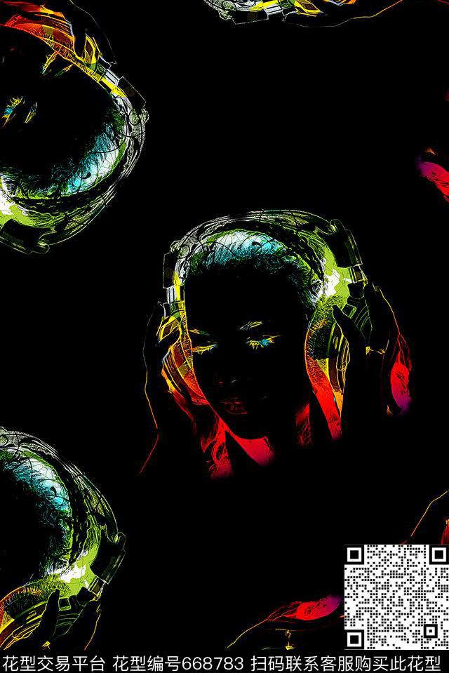 时尚潮流男装满版印花彩色女子头像印花数码印花华亿平台下载（图片编号: 668783） - 瓦栏（Walan）