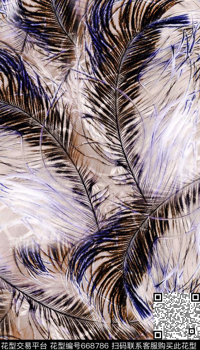 肌理抽象羽毛模糊效果数码印花华亿平台下载（图片编号: 668786） - 瓦栏（Walan）