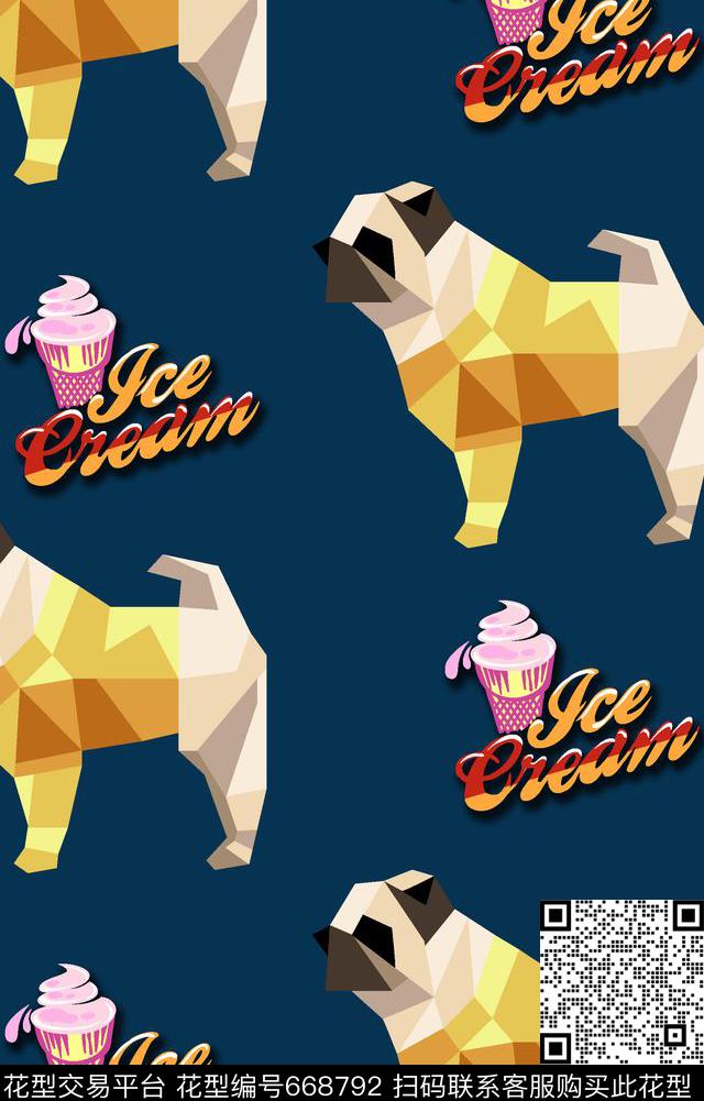 dog冰激凌3d数码印花华亿平台下载（图片编号: 668792） - 瓦栏（Walan）