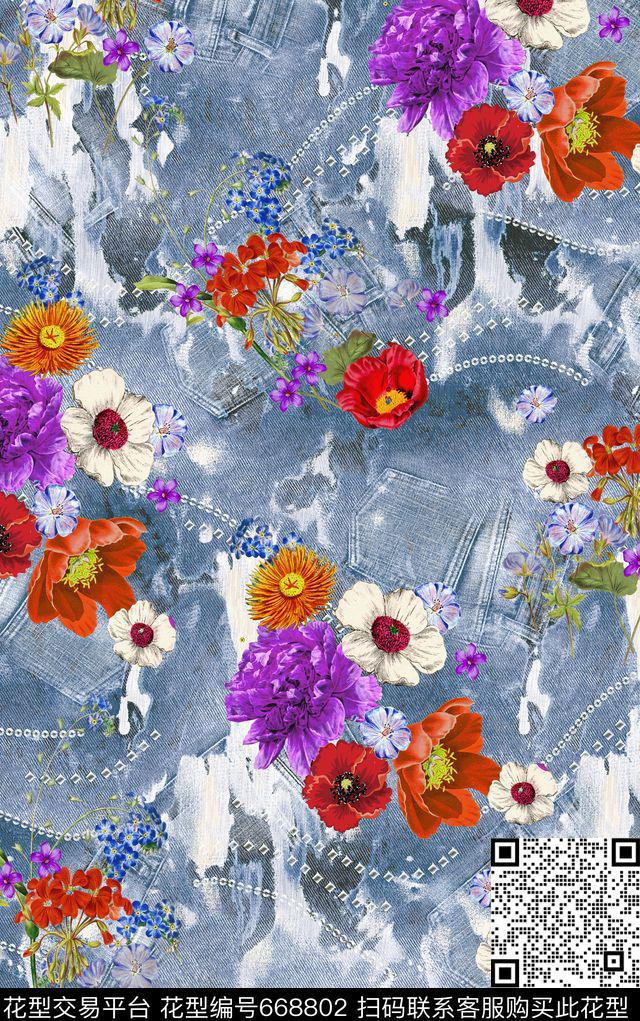 花朵花卉数码印花华亿平台下载（图片编号: 668802） - 瓦栏（Walan）