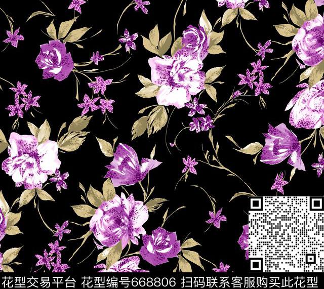 花朵花卉传统印花华亿平台下载（图片编号: 668806） - 瓦栏（Walan）