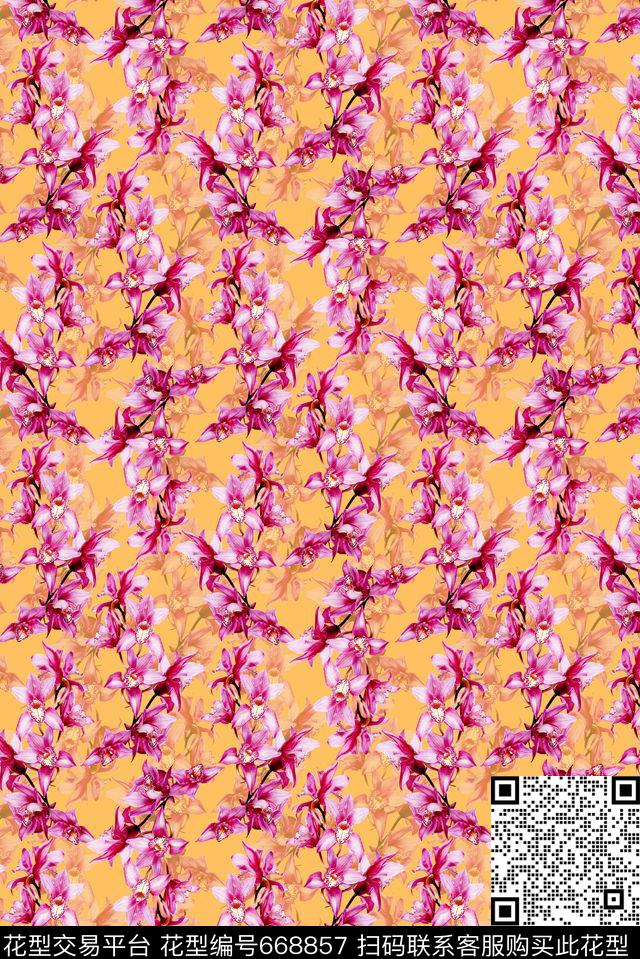 热带植物花朵花卉数码印花华亿平台下载（图片编号: 668857） - 瓦栏（Walan）