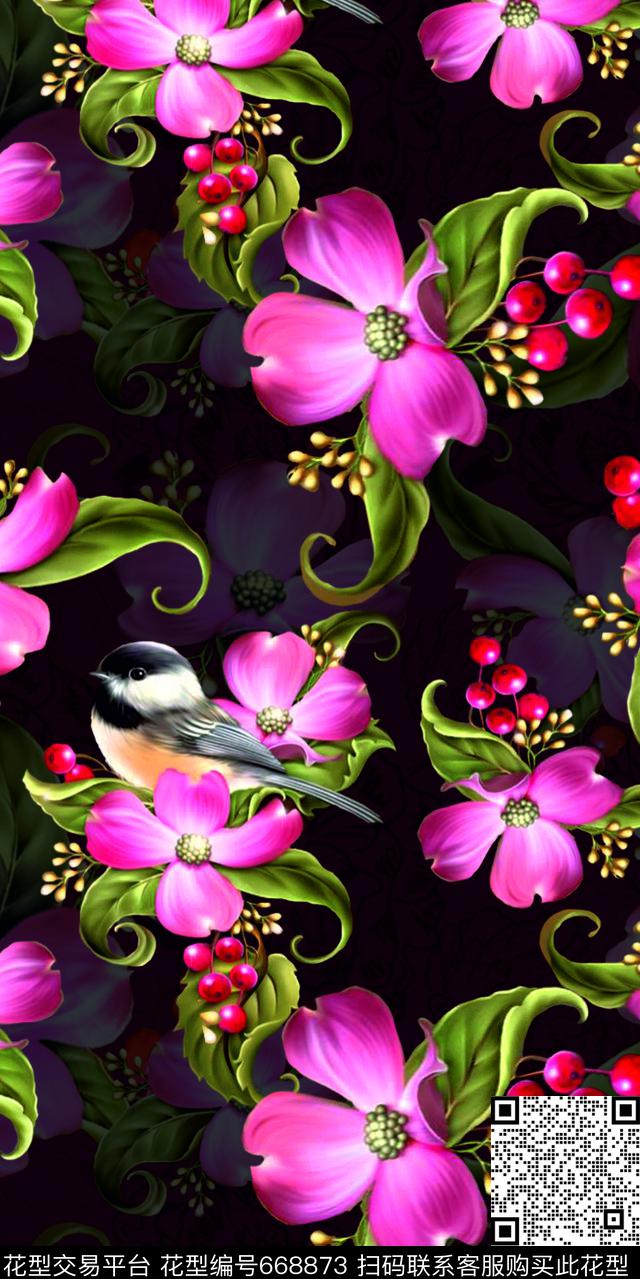 nightgardenflowers数码印花华亿平台下载（图片编号: 668873） - 瓦栏（Walan）