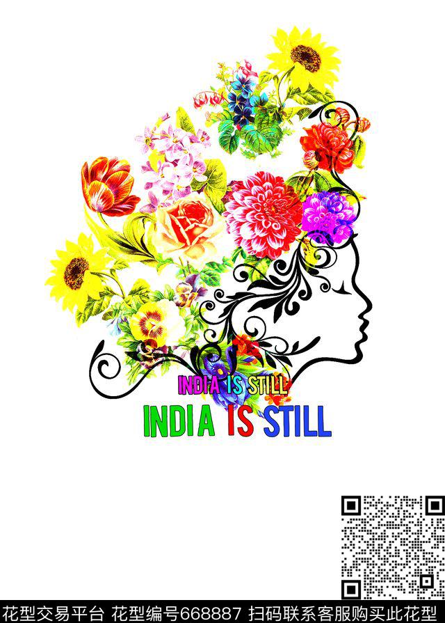 美女女装花卉数码印花华亿平台下载（图片编号: 668887） - 瓦栏（Walan）