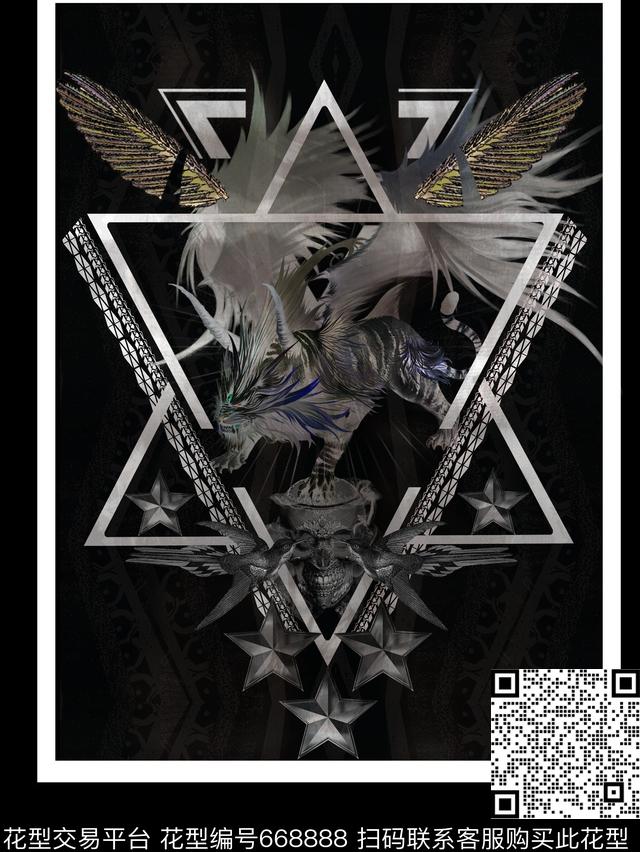 抽象纪梵希时尚数码印花华亿平台下载（图片编号: 668888） - 瓦栏（Walan）