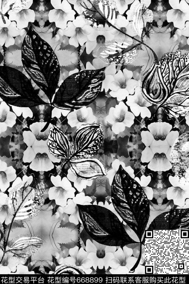 花卉叶子女装数码印花华亿平台下载（图片编号: 668899） - 瓦栏（Walan）