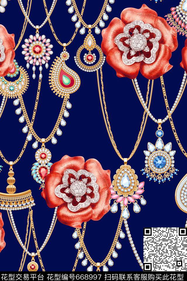 女装珠宝花卉数码印花华亿平台下载（图片编号: 668997） - 瓦栏（Walan）