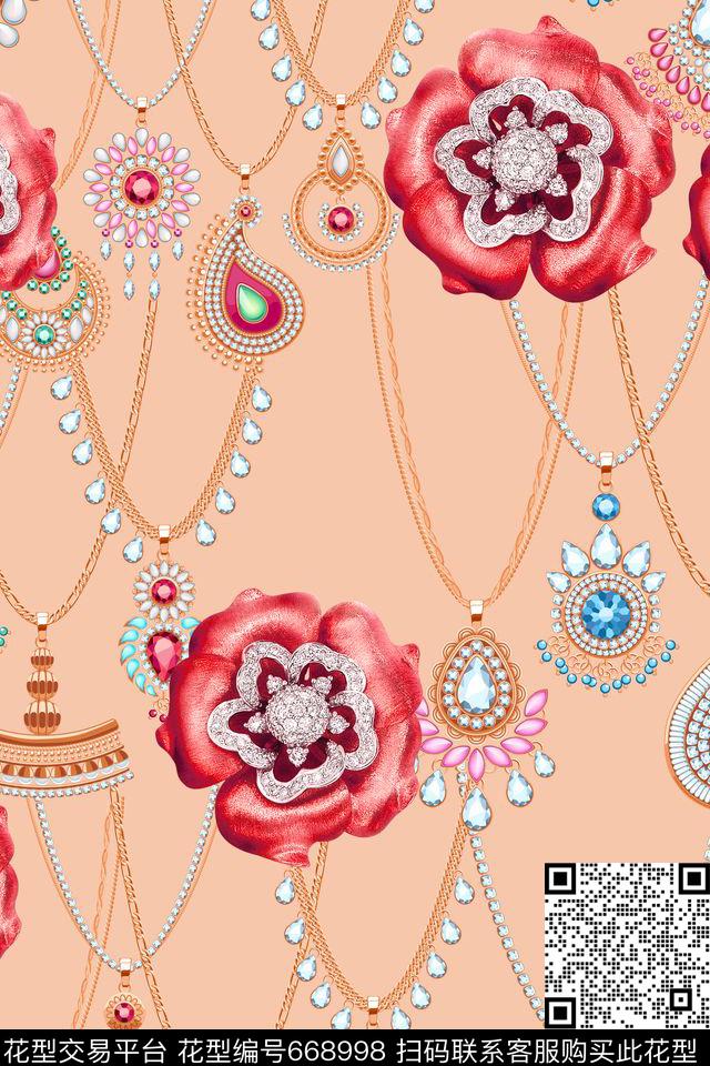 女装珠宝花卉数码印花华亿平台下载（图片编号: 668998） - 瓦栏（Walan）