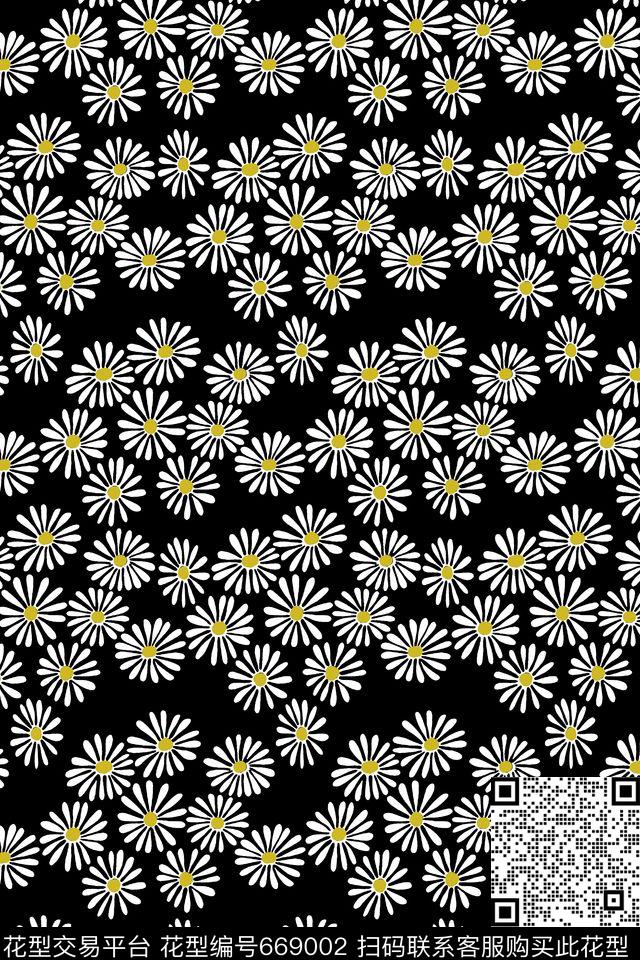 女装碎花雏菊传统印花华亿平台下载（图片编号: 669002） - 瓦栏（Walan）