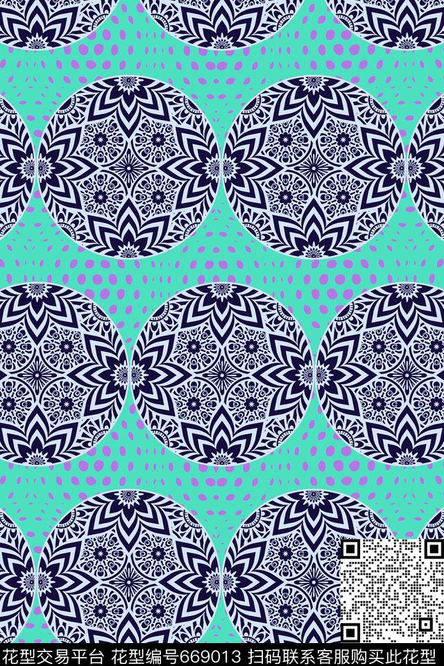 男装民族风曼陀罗花纹传统印花华亿平台下载（图片编号: 669013） - 瓦栏（Walan）