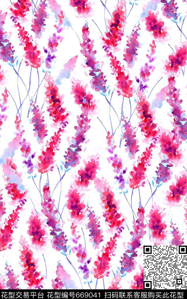 植物狗尾巴草薰衣草数码印花华亿平台下载（图片编号: 669041） - 瓦栏（Walan）