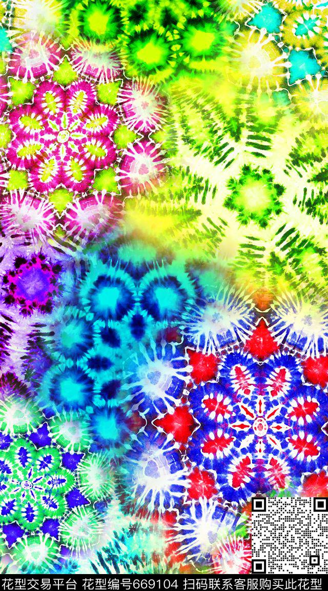 创意色彩流行时尚扎染华亿平台数码印花华亿平台下载（图片编号: 669104） - 瓦栏（Walan）