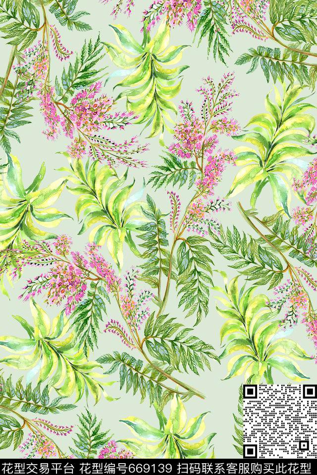 花卉植物热带数码印花华亿平台下载（图片编号: 669139） - 瓦栏（Walan）
