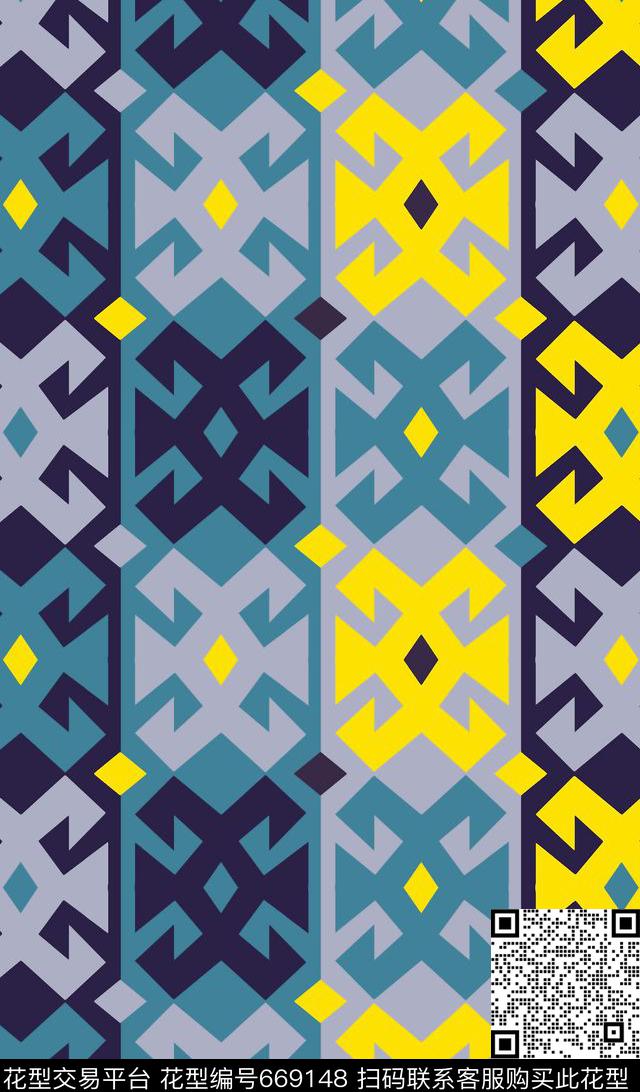 方格菱形几何数码印花华亿平台下载（图片编号: 669148） - 瓦栏（Walan）