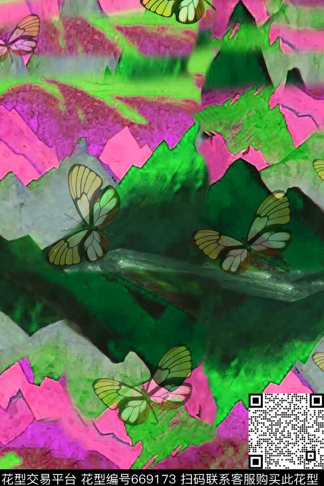 创意抽象岩彩画数码印花华亿平台下载（图片编号: 669173） - 瓦栏（Walan）