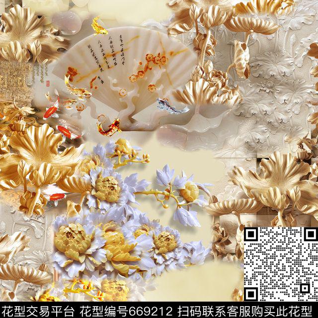 民族风此华亿平台为1/2跳接花朵数码印花华亿平台下载（图片编号: 669212） - 瓦栏（Walan）