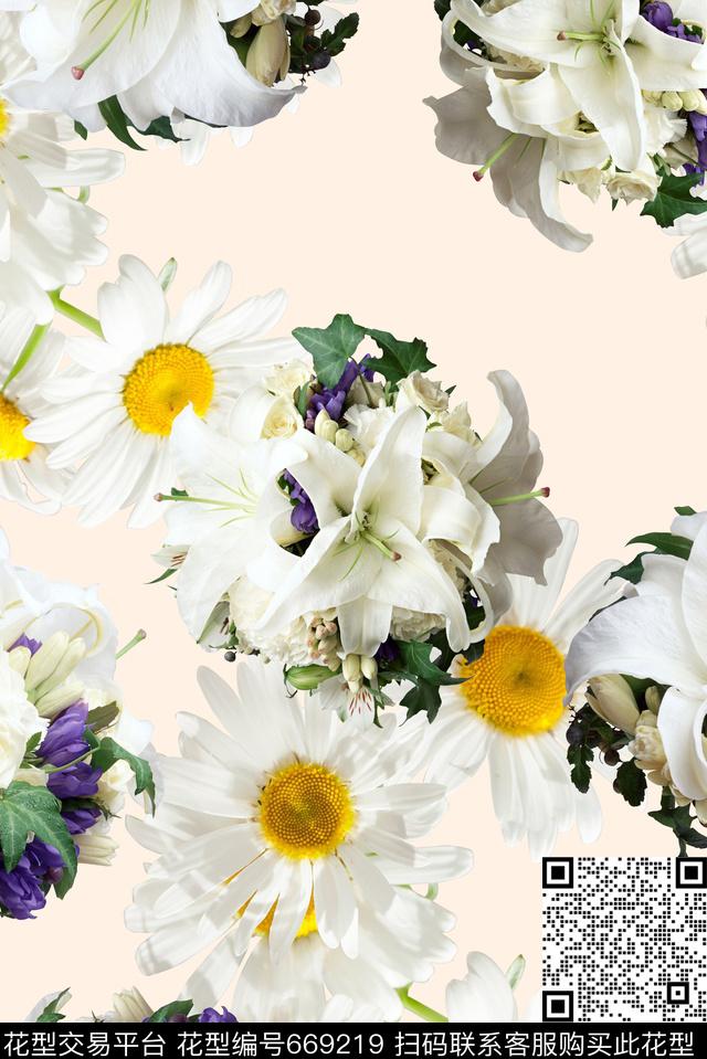 时尚抽象女装清爽裙子花卉数码印花时尚潮流春夏花朵菊花印花时尚大牌印花数码印花华亿平台下载（图片编号: 669219） - 瓦栏（Walan）