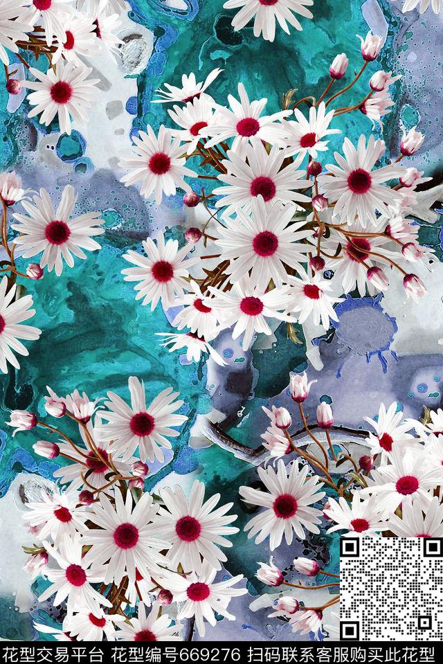 雏菊小碎花花卉数码印花华亿平台下载（图片编号: 669276） - 瓦栏（Walan）