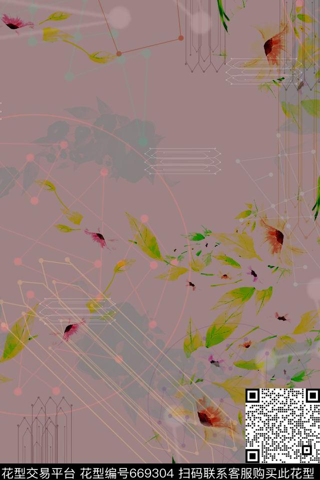 几何大胆未来感数码印花华亿平台下载（图片编号: 669304） - 瓦栏（Walan）