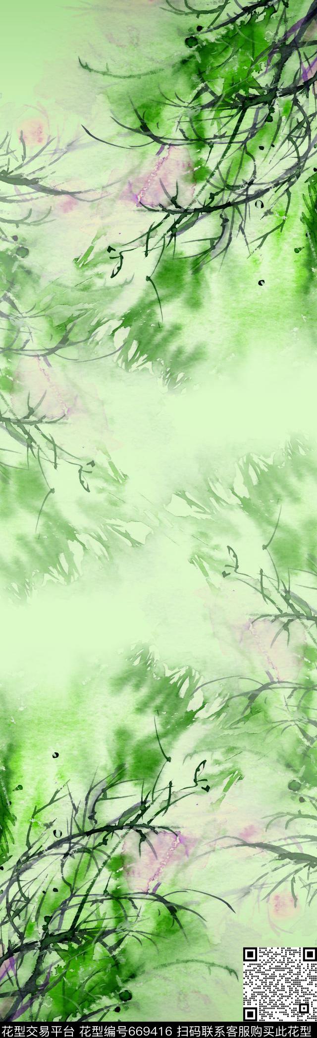 围巾花卉中国风数码印花华亿平台下载（图片编号: 669416） - 瓦栏（Walan）