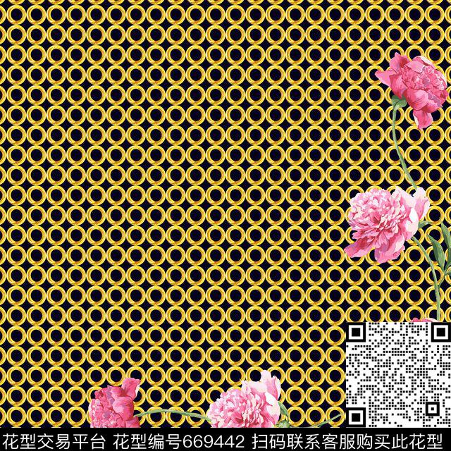 链条花卉大牌传统印花华亿平台下载（图片编号: 669442） - 瓦栏（Walan）