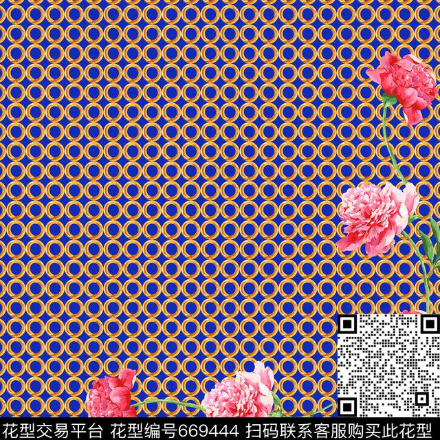 链条花卉大牌传统印花华亿平台下载（图片编号: 669444） - 瓦栏（Walan）