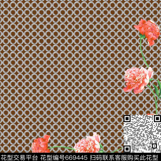 链条花卉大牌传统印花华亿平台下载（图片编号: 669445） - 瓦栏（Walan）