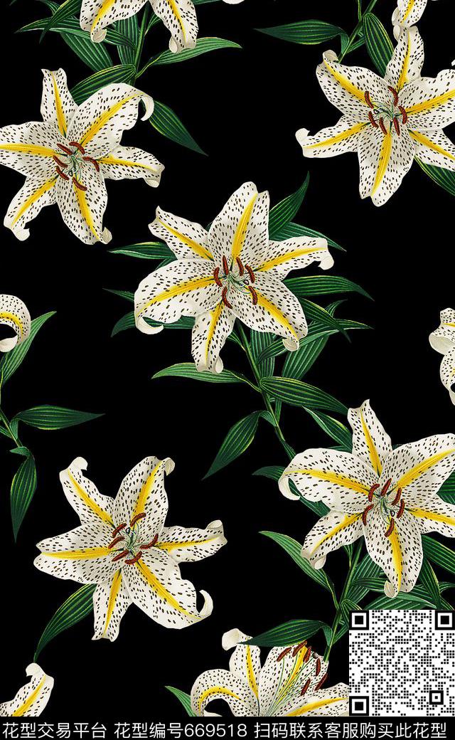手绘复古花卉复古花卉复古数码印花华亿平台下载（图片编号: 669518） - 瓦栏（Walan）