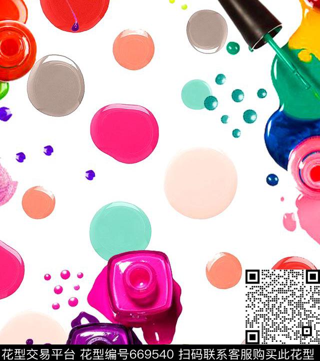 波点油漆糖果数码印花华亿平台下载（图片编号: 669540） - 瓦栏（Walan）